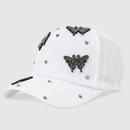 Lace Rhinestone Baseball Cap Versatile Duckbill Cap