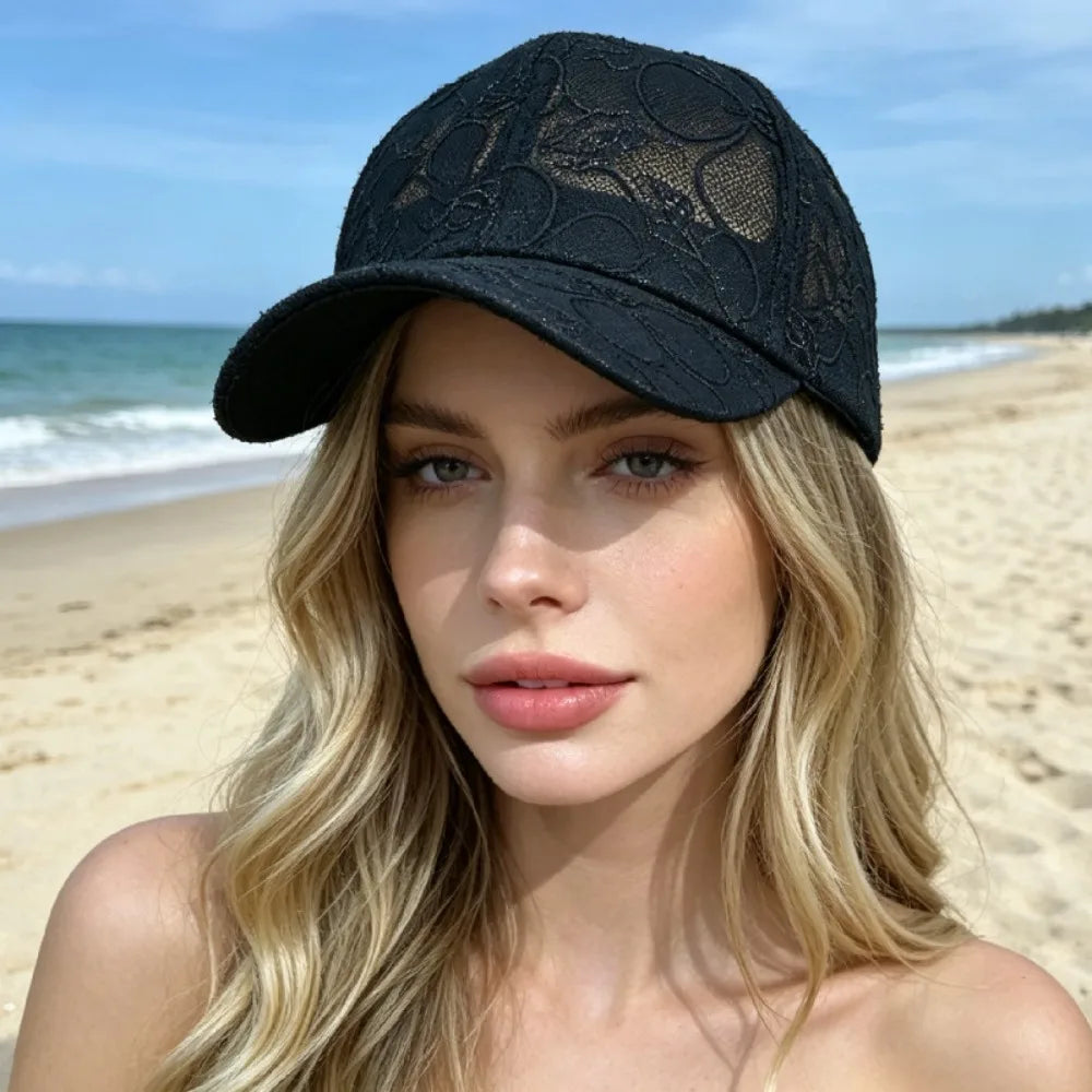 Lace Flower Embroidery Summer Baseball Cap