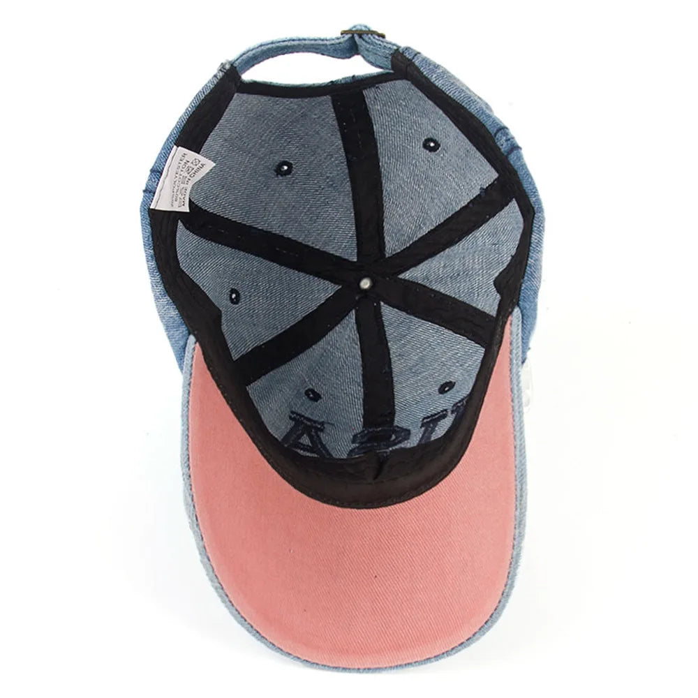 USA Flag Embroidery Caps For Men Women Retro Denim Baseball Cap
