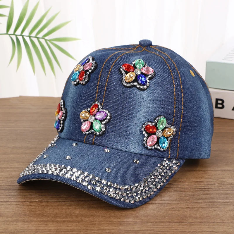 Colorful Flower Shining Baseball Cap Unique Stylish Cowboy Hat