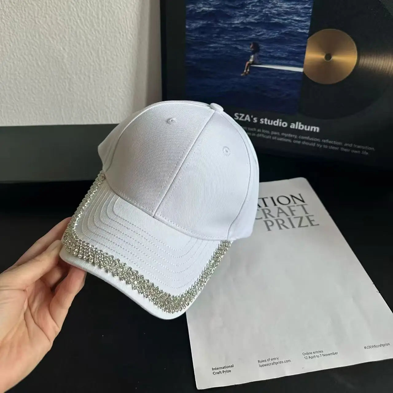 Trendy Women's Rhinestone-Embellished Baseball Cap Spring/Summer
