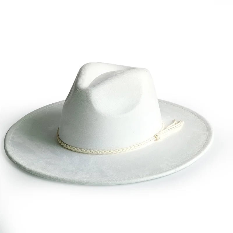 Malachite Green Suede Hat Wide Brim Fedora Hat Men Women Autumn Winter