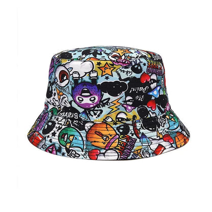 Double sided Outdoor Sun Hat Hip-Hop Cap Fishing Fisherman Graffiti Hat Men Women