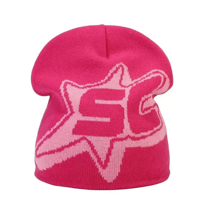 Y2K Letter Knitted Winter Autumn Beanie Cap Men Women