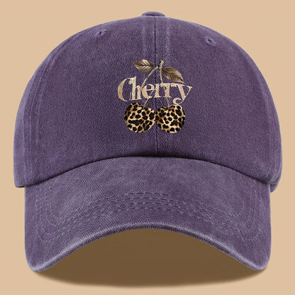 Leopard Print Baseball Cap Cherry Letters Unisex Daily Sun Hat