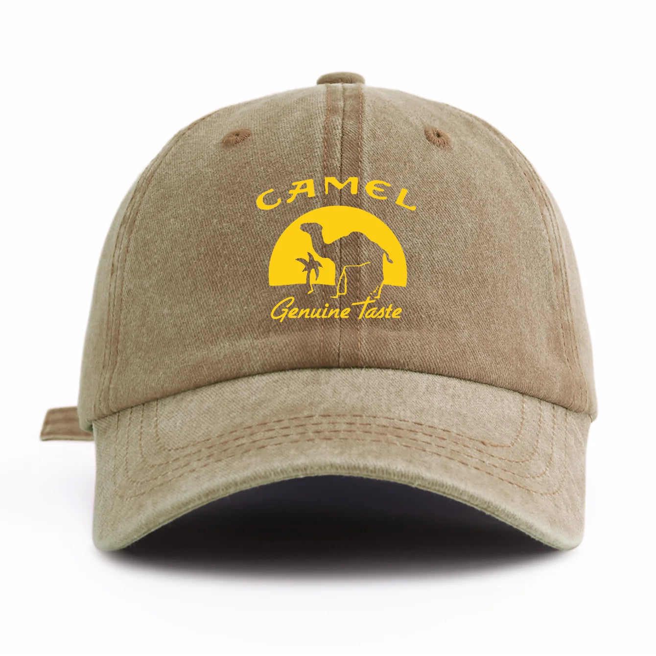 Camel Print Washed Baseball Cap for Adults, Minimalist Retro Style Casual Soft Adjustable