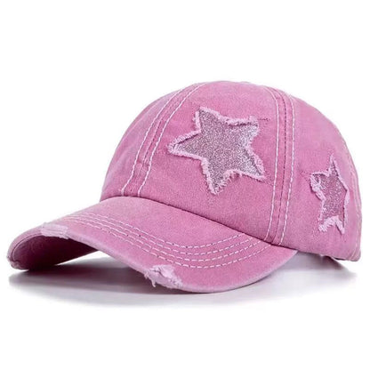 Unisex Star Embroidery Baseball Caps Spring Autumn