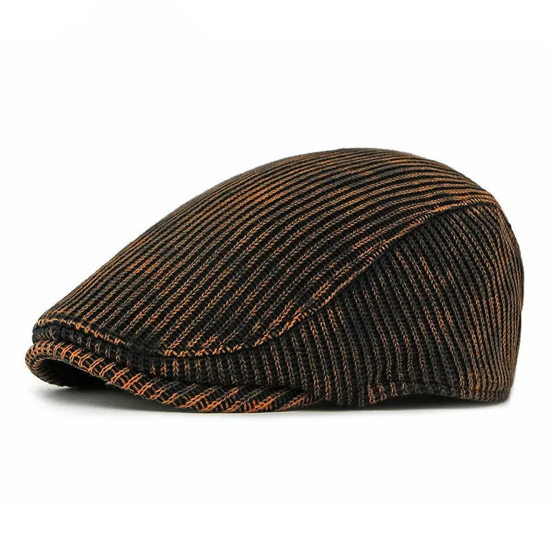 Autumn Winter Polyester Print Warm Newsboy Caps Men Flat Cap Women