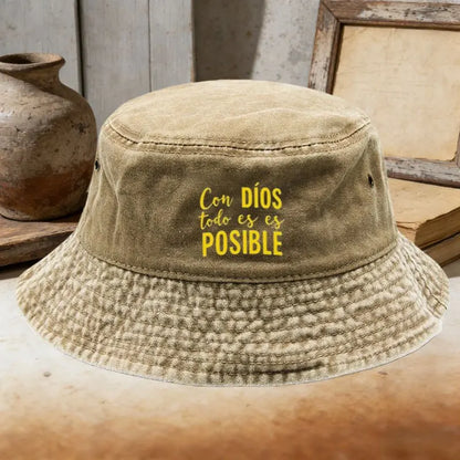 Unisex Casual Always 73 Embroidered Washed Bucket Hat