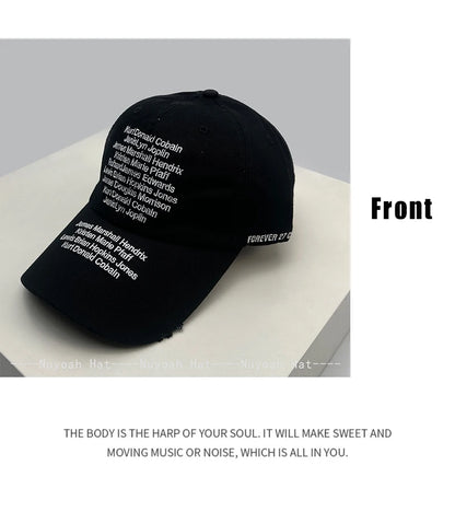 Korean Letter Embroidery Baseball Cap Unisex Retro Peaked Caps Fashionable Outdoor Simple Ins Design