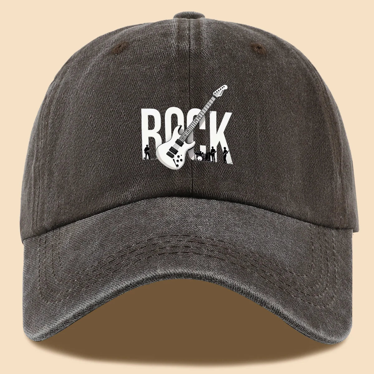 Rock Theme Electric Guitar Print Baseball Cap