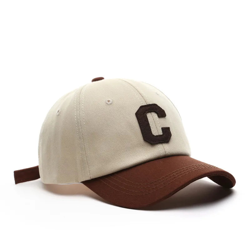 Unisex Cotton Baseball Cap For Women And Men Fashion Letter C Patch Hat Summer