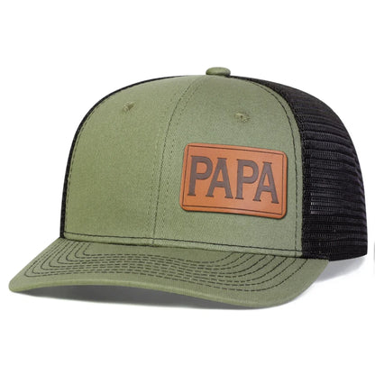 Unisex Brown PAPA Leather Label Baseball Net Caps Spring Summer