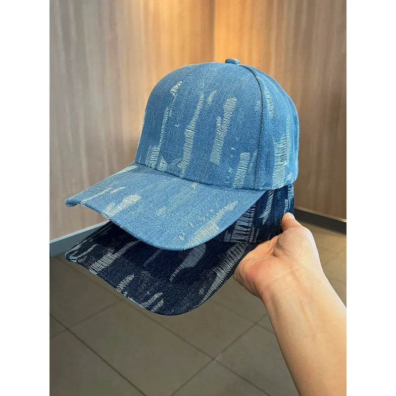Retro Distressed Hard-Top Baseball Cap For Women