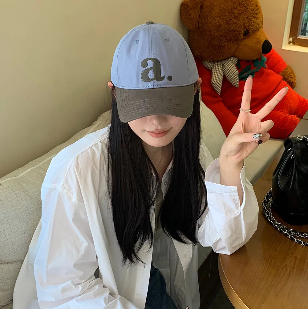 Embroidered “A” Wide-Brimmed Baseball Cap Women