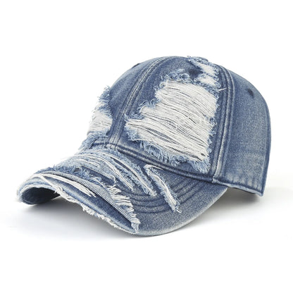 Men's And Women's Ripped Frayed Washed Denim Baseball Cap