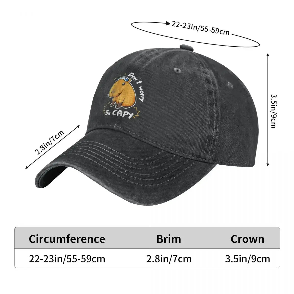 Classic Denim Capybara Don't Worry Be Capy Baseball Cap Men Women Spring Autumn