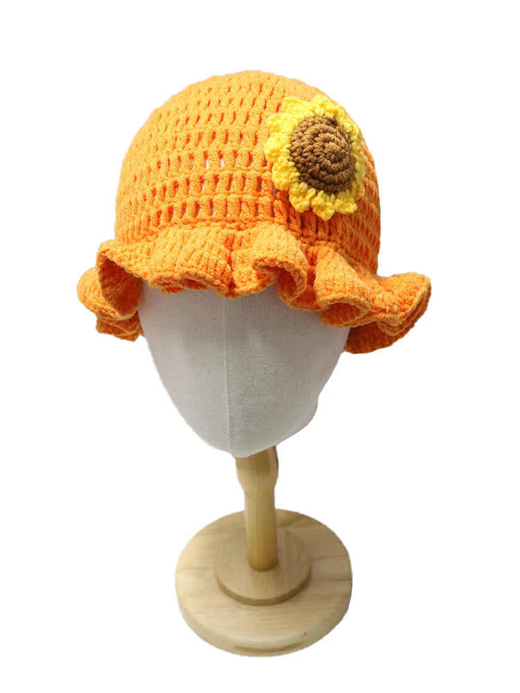 Solid Color Hand Knitted Knit Hat In Bohemian Style With Hollowed Out