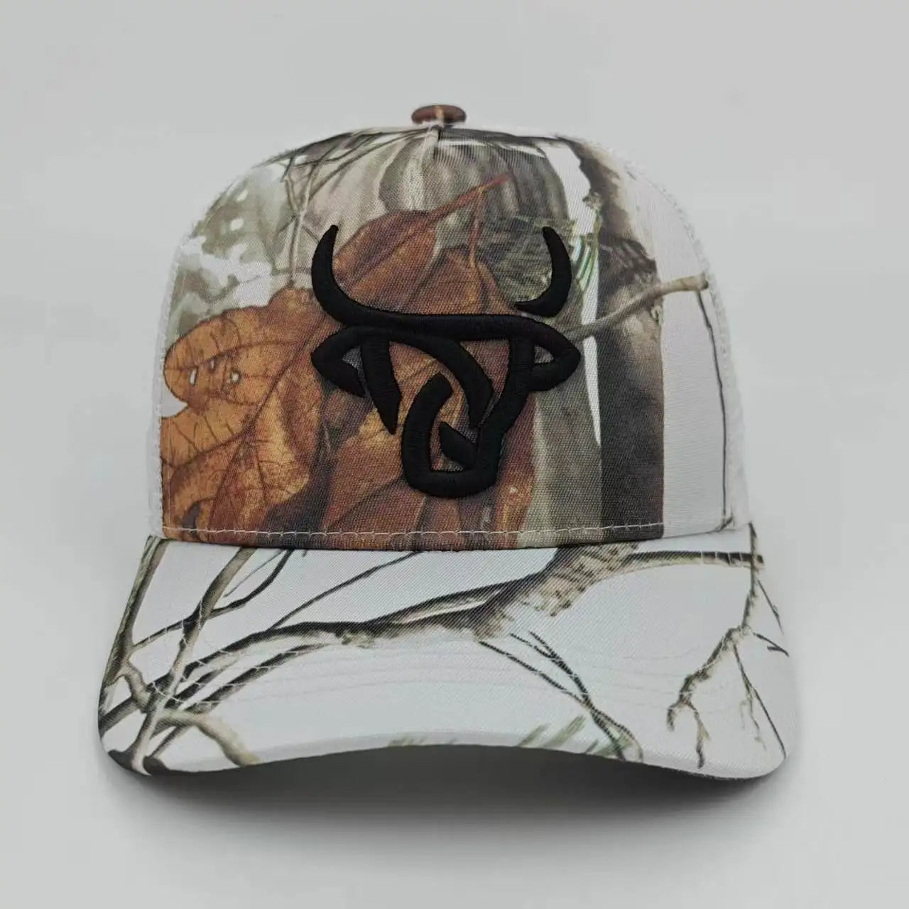 Unisex Ox Head Embroidery Hip-hop Net Hats Spring and Summer