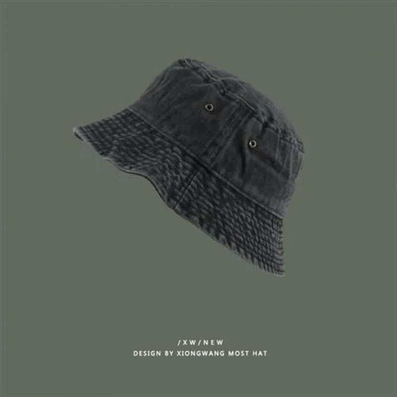 Fashion Women Men Washed Denim Solid Vintage Bucket Hats