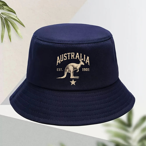 Men's Casual Australian Kangaroo Print Bucket Hat - Golden Print