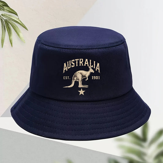 Men's Casual Australian Kangaroo Print Bucket Hat - Golden Print
