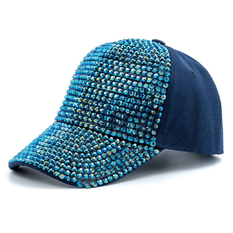 Women Diamond Inlay Cap Simple Plain Baseball Cap Female
