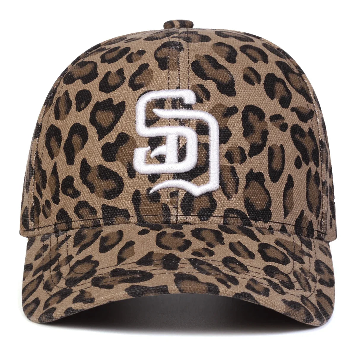 Unisex SD Letter Embroidery Leopard Print Baseball Cap