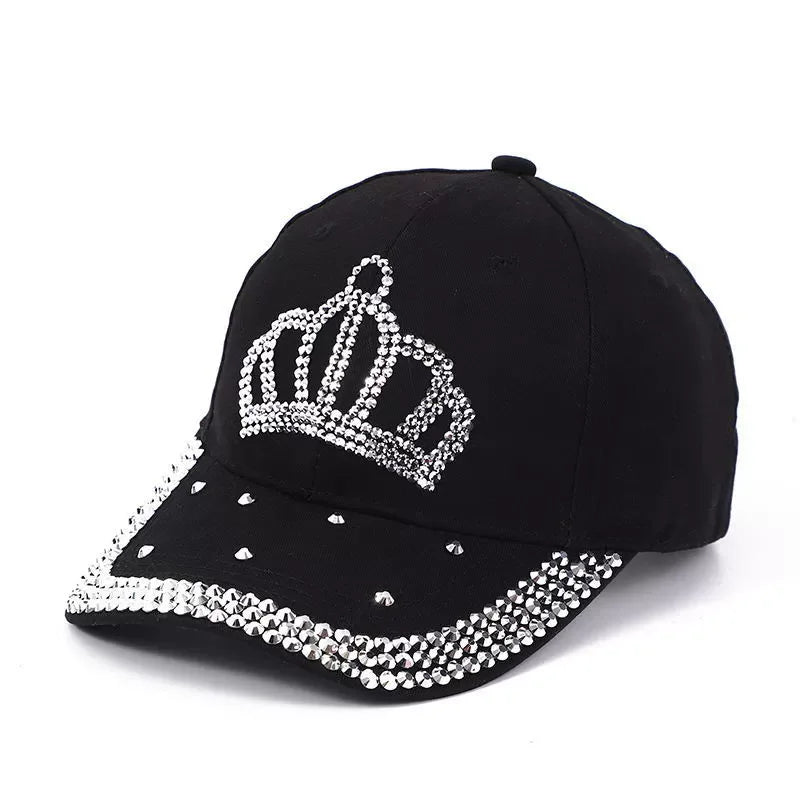 Crown-Shaped Diamond-Studded Women's Baseball Cap