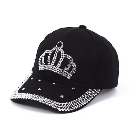 Crown-Shaped Diamond-Studded Women's Baseball Cap