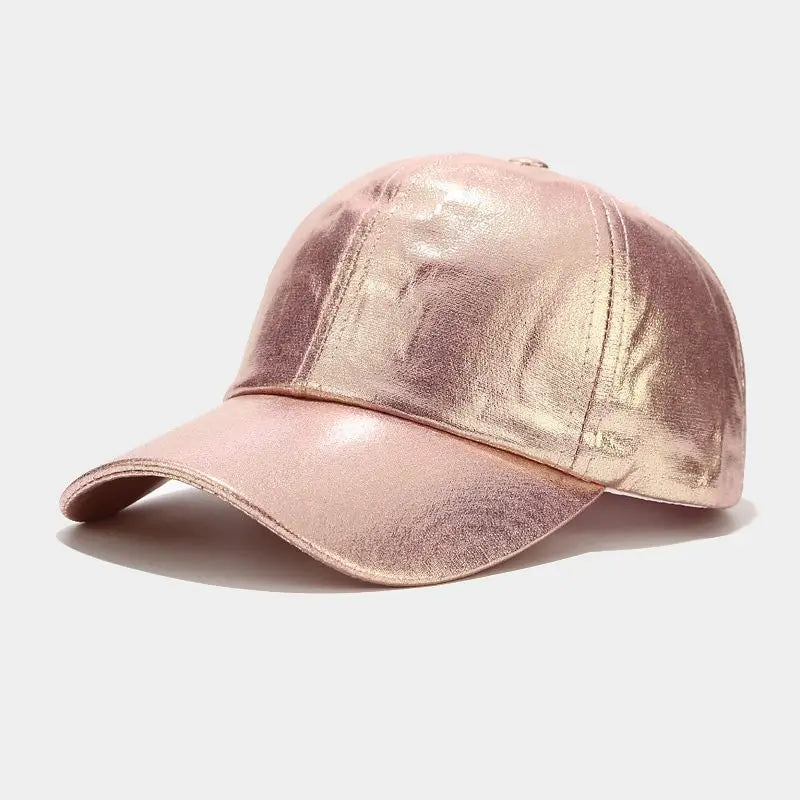 Glossy Pu Leather Baseball Caps For Women Men