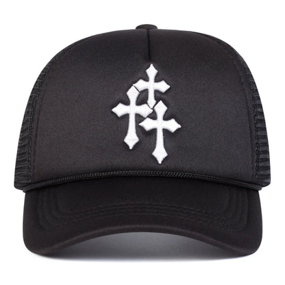 Unisex Cross Embroidery Baseball Net Caps Spring And Summer