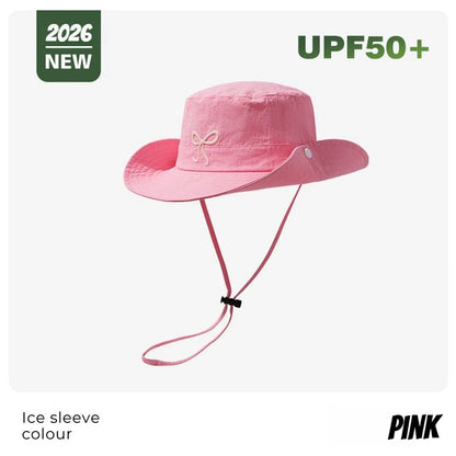 Korean Embroidery Pink Bow Quick Fisherman Hat
