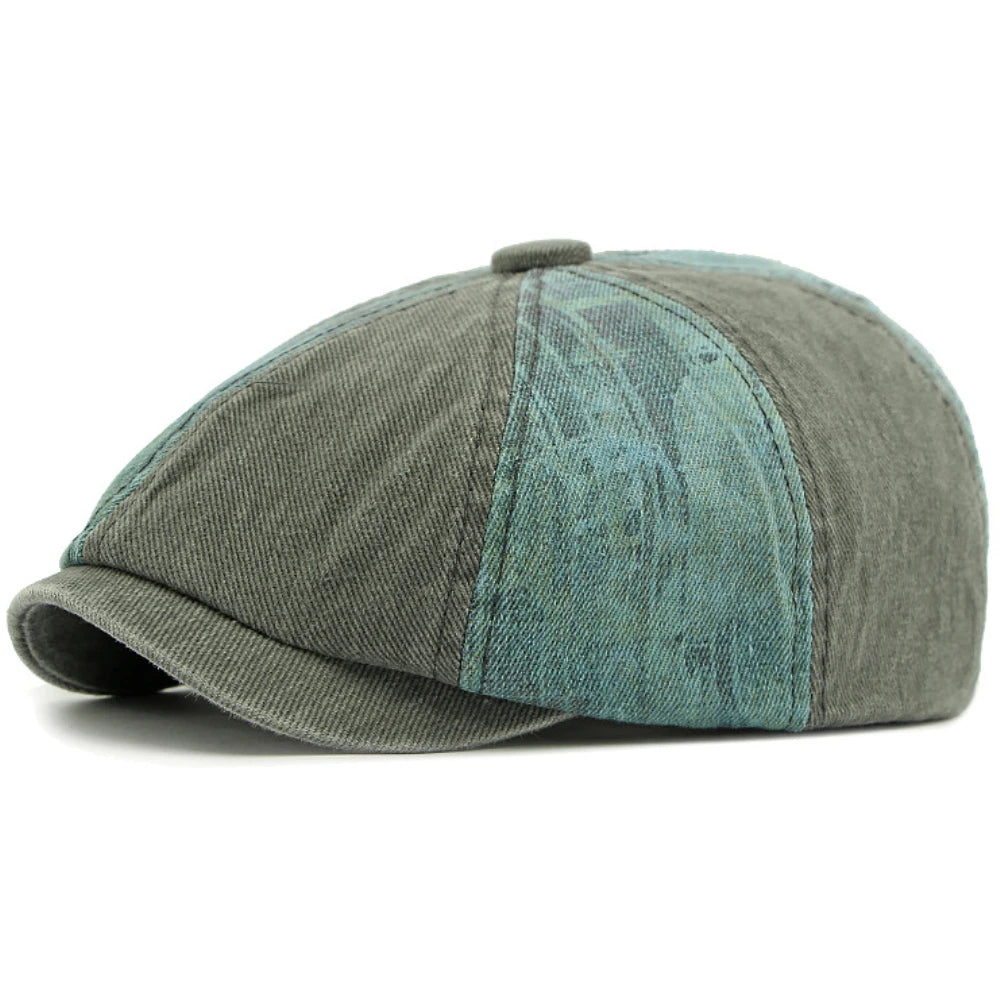 Retro Patchwork Artist Painter Beret Hat Male Female Ivy Flat Beret Cap