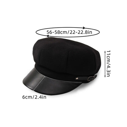 Winter Beret Newsboy Hat For Women Vintage Soft Woolen Octagonal Cap