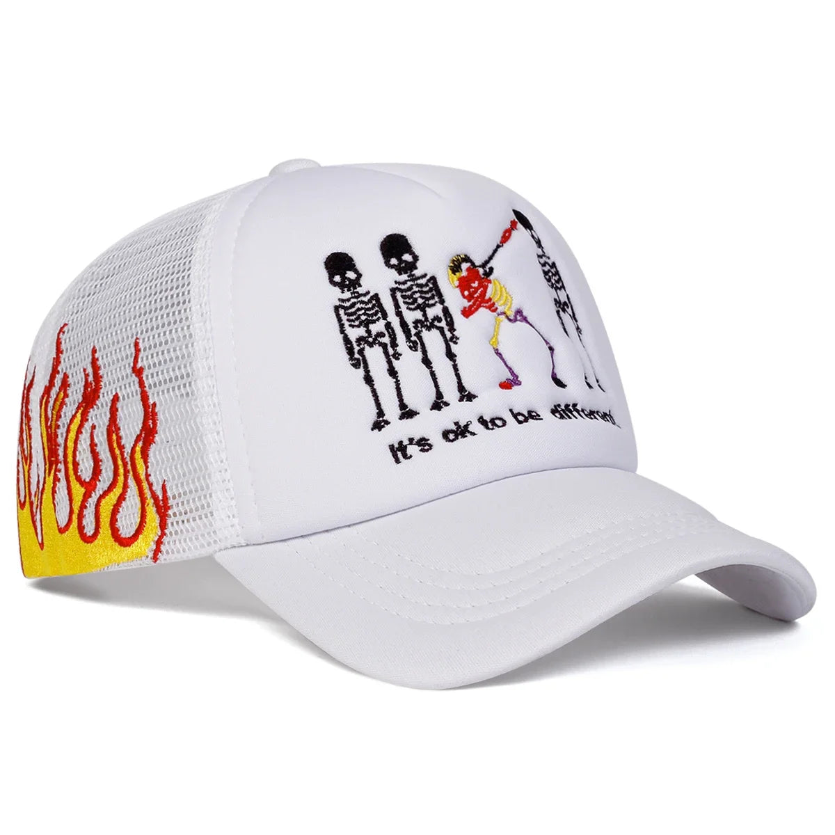 Unisex Skeleton Embroidery Baseball Net Caps Spring and Summer