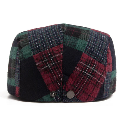 New Y2k Patchwork Big Plaid Beret Casual Men Women's