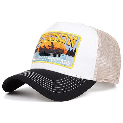 Unisex Baseball Cap Classic Station Letter Pattern Mesh Cap Men And Women