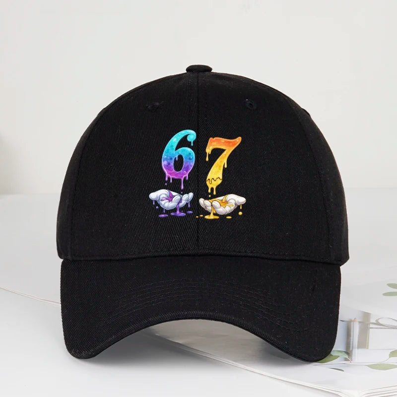 Colorful Dripping Number 67 Print Baseball Cap