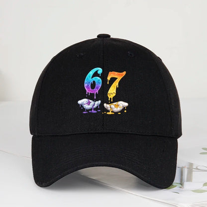 Colorful Dripping Number 67 Print Baseball Cap