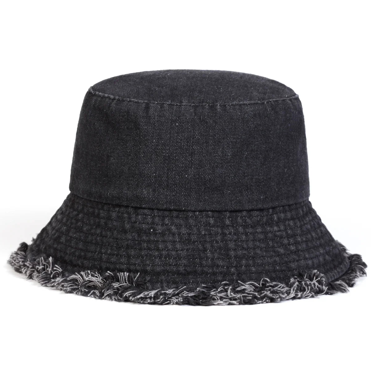 Unisex Light Board Edge Hole Denim Personality Bucket Hats
