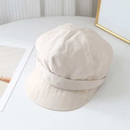 Women's New Simple Soft Brim Beret Cap Spring Summer Pleated Hat