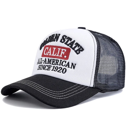 Unisex Fashion Golden State California Embroidered Mesh Baseball Cap For Men Women