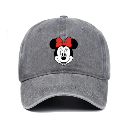 Unisex Vintage Washed Mickey Minnie Print Baseball Cap for Men Women
