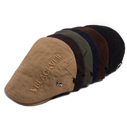 Men Beret Fashion Rabbit Embroidery Flat Caps