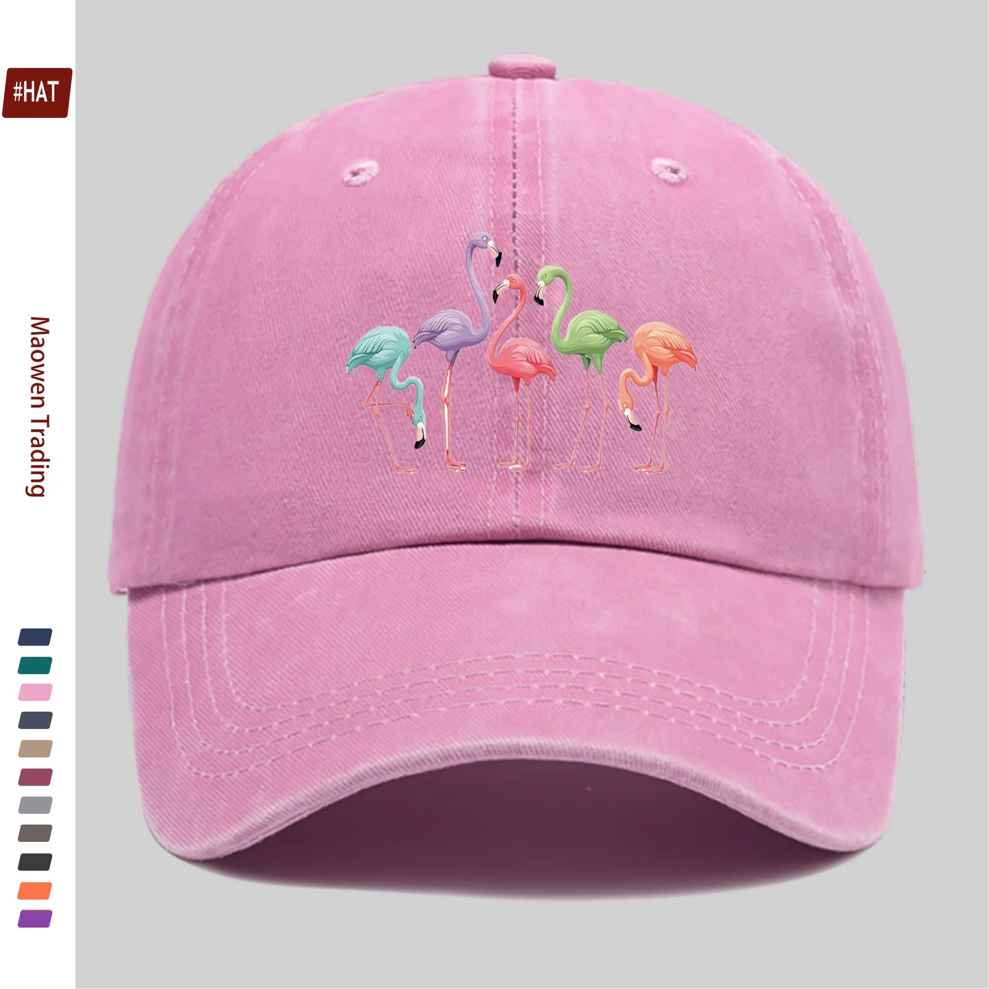 Colorful Flamingo Print Baseball Hat