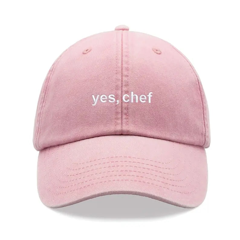 1pc "yes, Chef" Printing Baseball Cap Vintage Washed Unisex Dad Hat