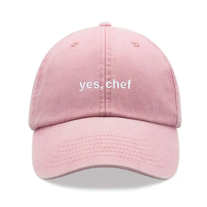 1pc "yes, Chef" Printing Baseball Cap Vintage Washed Unisex Dad Hat