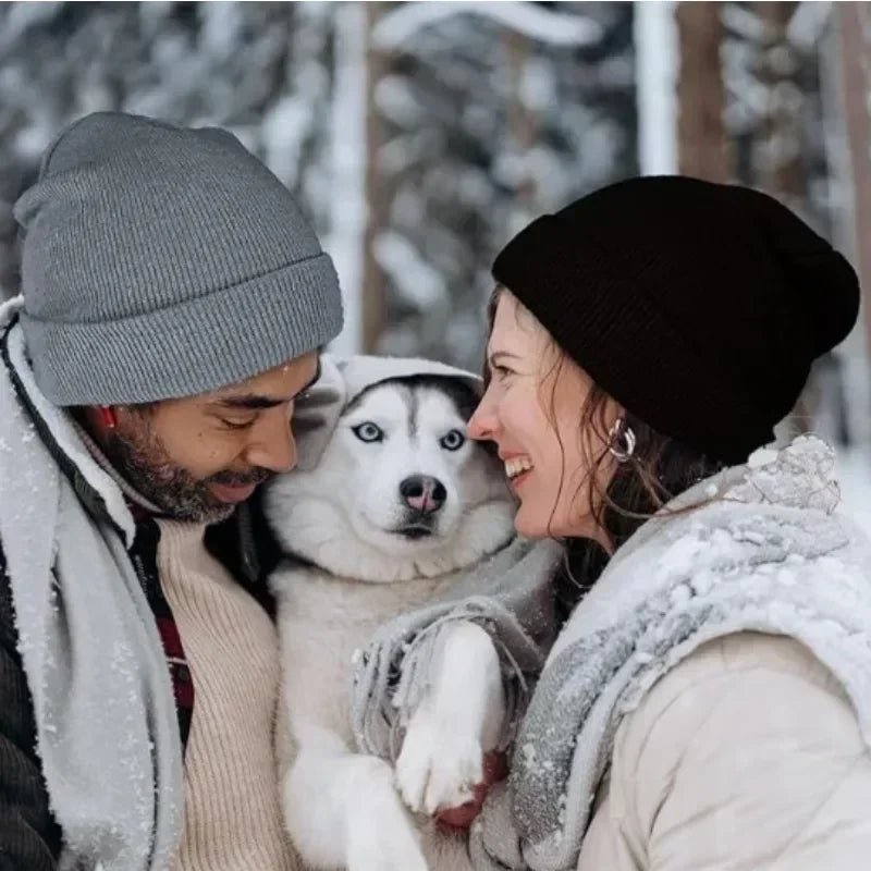 New Unisex Winter Hat Silk Satin Lined Beanies Men And Women Two-Sided