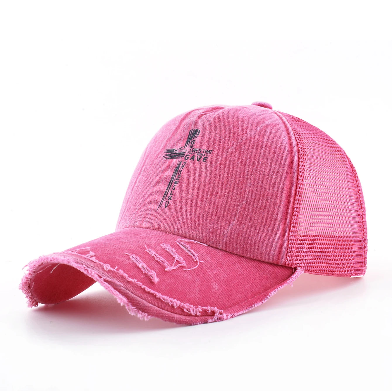 Washed Denim Pink Baseball Cap Women